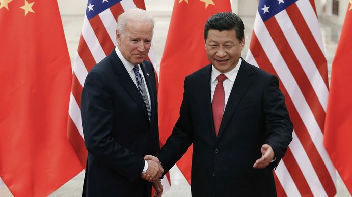 Joe Biden y Xi jinping en una cumbre cara a cara que duró tres horas (Gentileza Nikkei Asia)