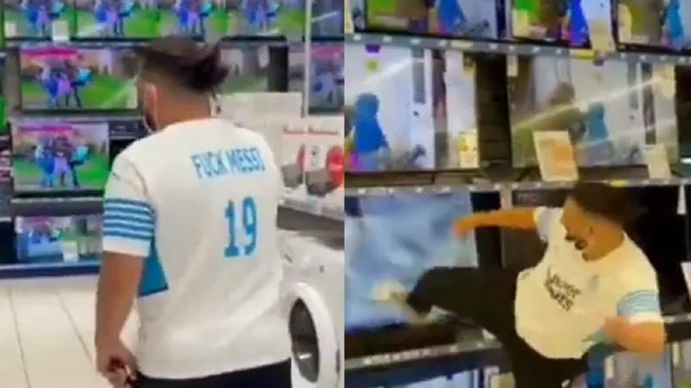 Un hincha del Olympique de Marsella rompió los televisores de un local donde pasaban imágenes de Messi.&nbsp;
