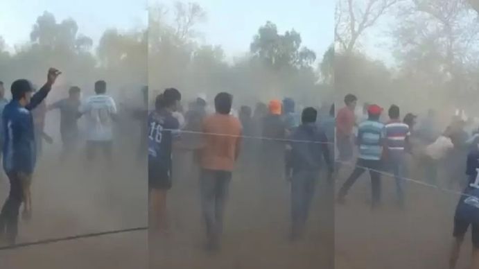 Escándalo en un Hipódromo: la batalla se desató luego de que el caballo favorito pierda y los propietarios acusaron a sus rivales de haberle tirado piedras. (Foto: Captura Video)&nbsp;