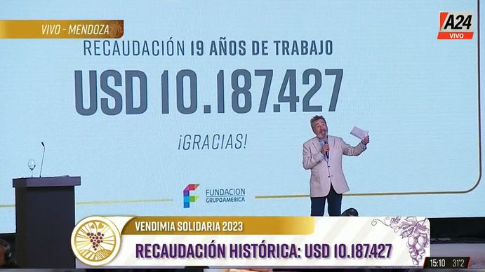 Daniel Vila reveló la extraordinaria recaudación alcanzada en la Vendimia Solidaria 2023.&nbsp;