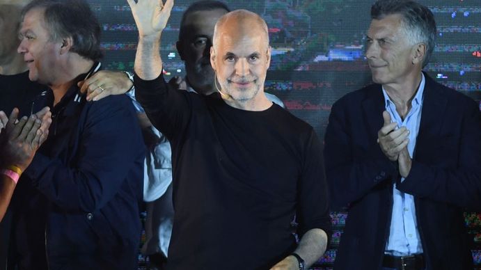 El jefe de Gobierno porteño en el búnker después de conocer los resultados de las elecciones.