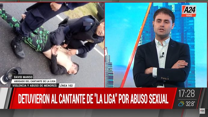 El abogado del cantante de La Liga aseguró en A24 que a su defendido no le va a hacer bien la detención (Foto: Captura).