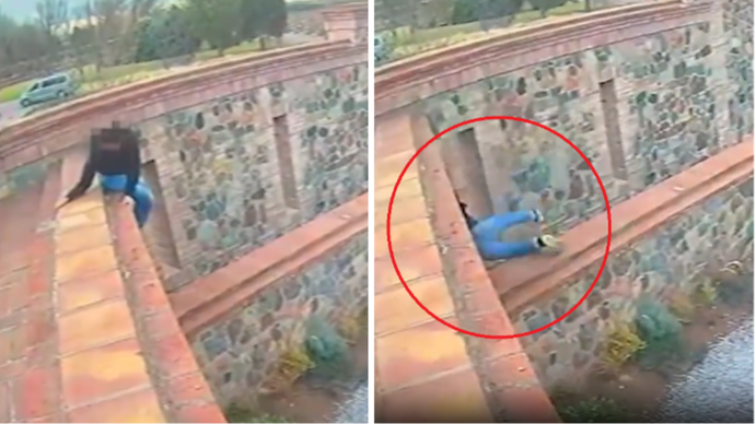 Así fue el momento en el que el turista brasileño se cayó en una reconocida bodega de Mendoza